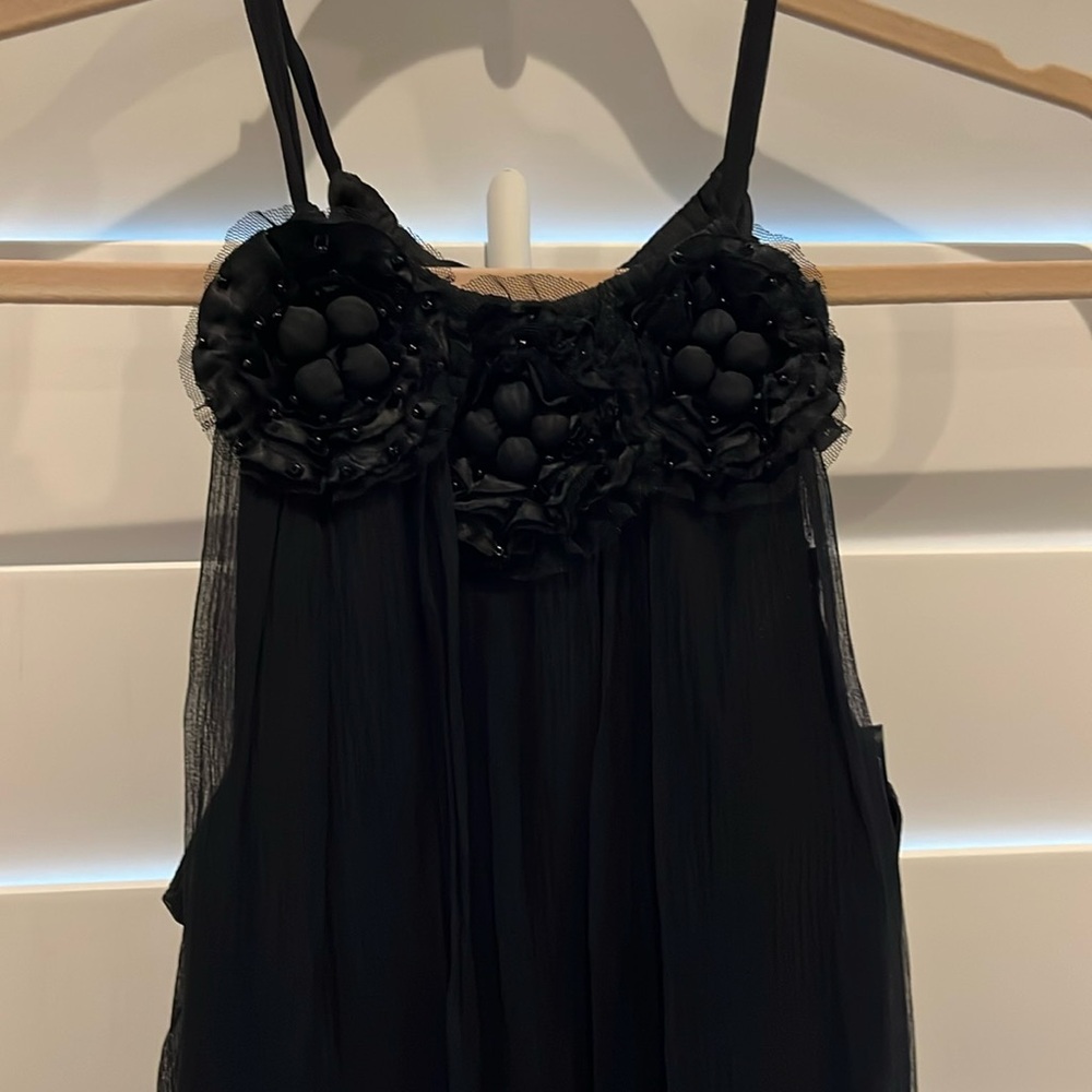 NWT BCBGmaxazria black silk woven dress vintage mini dress size smalll